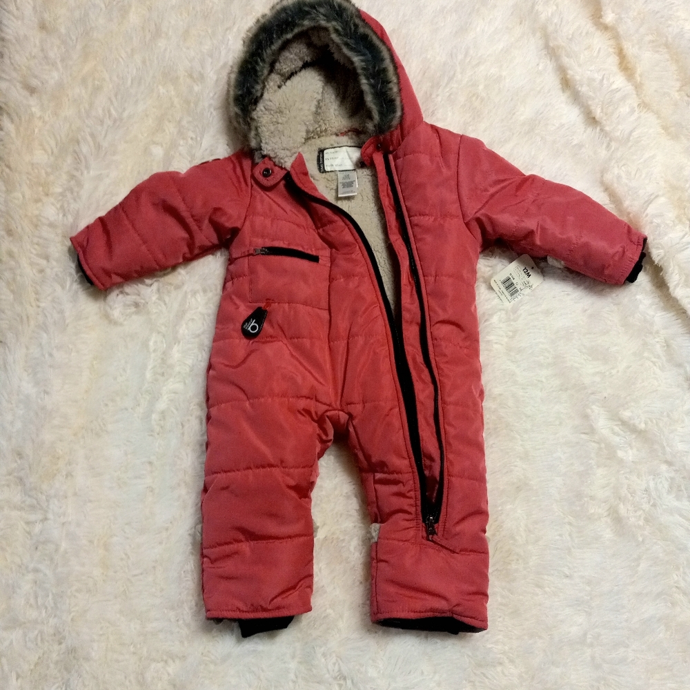 Kushie’s Blue Banana snowsuit, 12mo pink cute soft lined
